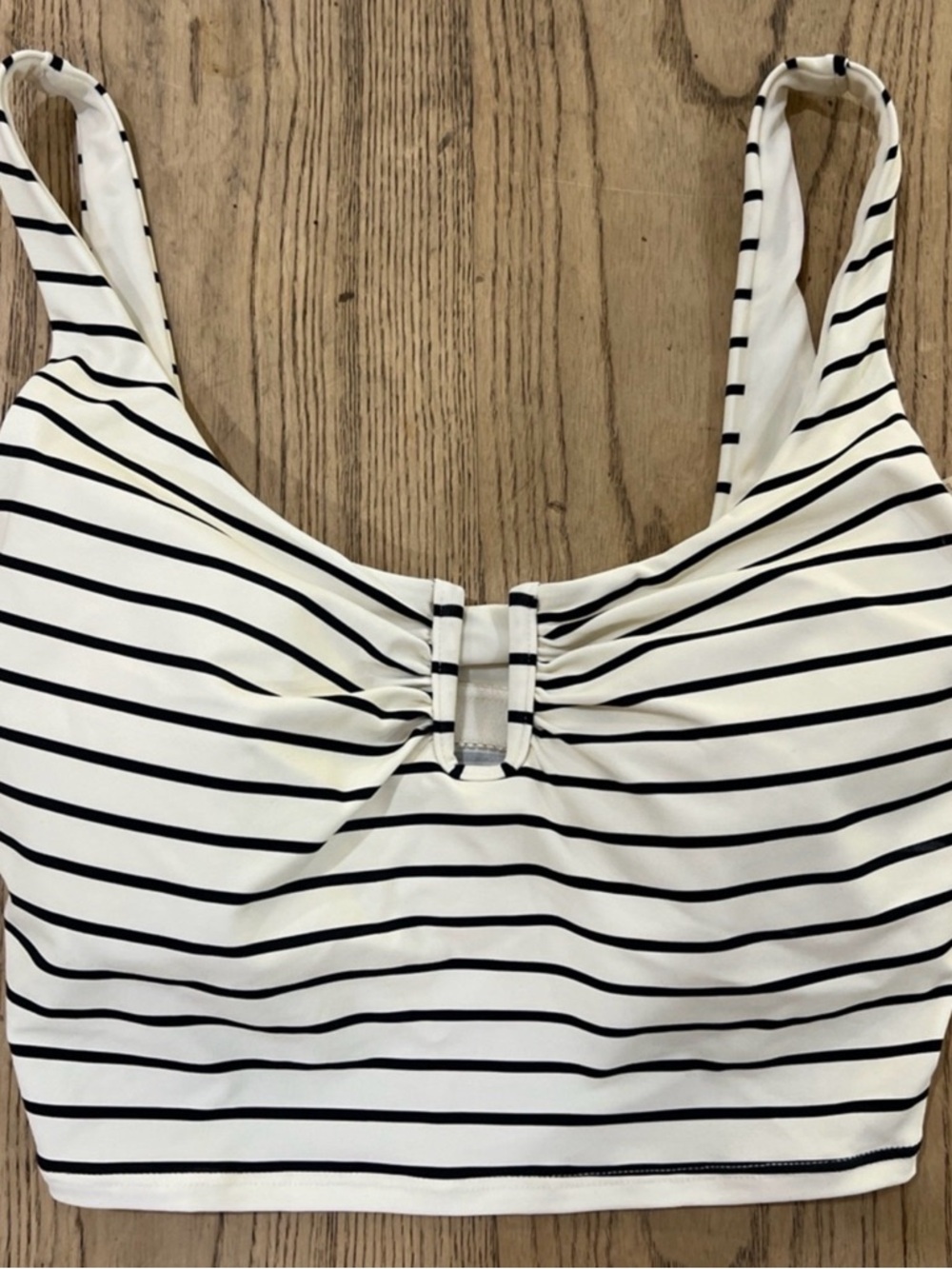 Calia Striped Black & cream long line swim top